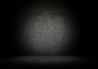 Front view of concrete wall and floor with cracks and aged texture wallpaper 3d rendering