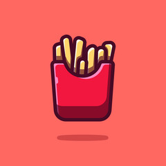 French Fries Box Flat Cartoon Icon Illustration. Premium Vector Fast Food Icon Concept Isolated. Flat Cartoon Style