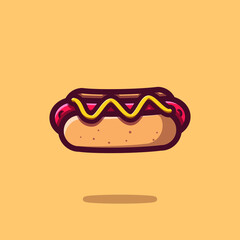 Delicious Hot-Dog Flat Cartoon Icon Illustration. Premium Vector Fast Food Icon Concept Isolated. Flat Cartoon Style