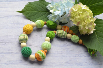 Necklace made from knitted beads. Sling necklace.