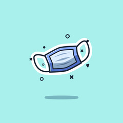 Mask vector illustration in flat style isolated on light blue background