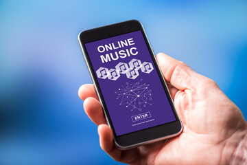 Online music concept on a smartphone