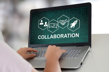 Collaboration concept on a laptop