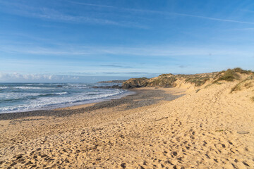 Fototapeta na wymiar wild and empty beach on the Atlantic coast of Portugal