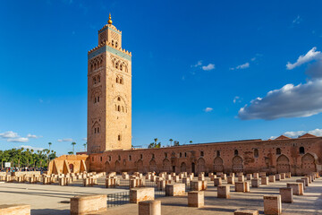 Fototapeta premium Koutoubia Mosque minaret in medina quarter of Marrakesh, Morocco