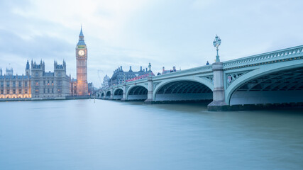Naklejka premium Big Ben, Houses of Parliament and Westminster bridge travel destinations at London, UK.