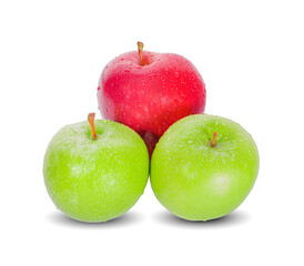 Red and green apple isolated on white background
