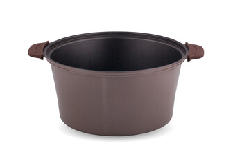 stainless steel cooking pot over white background