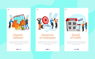 Website page set about business problem, flat template page design vector illustration. People work for idea homepage collection. Creative teamwork, company chart technology.