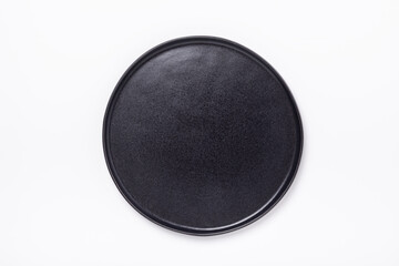 Empty ceramic plate on white background Copy space Top view