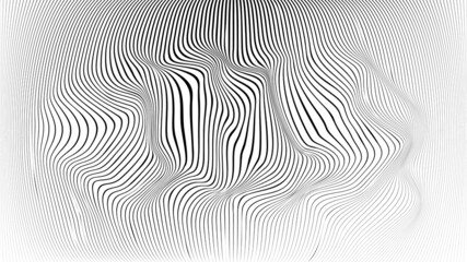 Abstract flow lines background . Fluid wavy shape .Striped linear pattern . Music sound wave . Vector illustration © miloje