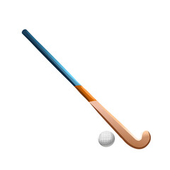 Field hockey equipment and a small ball. Isolated over white background. Vector illustration