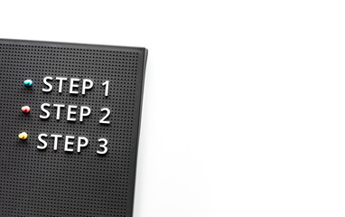 Step 1,2,3 text.business development and goal to success
