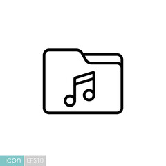 File folder with music note vector icon