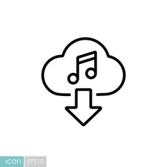 Cloud download music icon vector icon