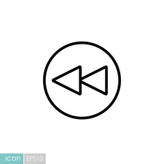 Play previous track button vector flat icon