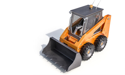 small bulldozer on the white background.