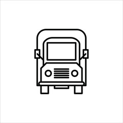 fast delivery truck icon, express delivery, quick move, line symbol on white background