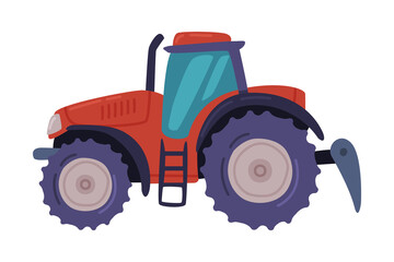 Tractor, Field Work Heavy Agricultural Machinery Cartoon Vector Illustration