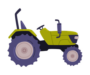 Tractor, Heavy Agricultural Machinery Cartoon Vector Illustration