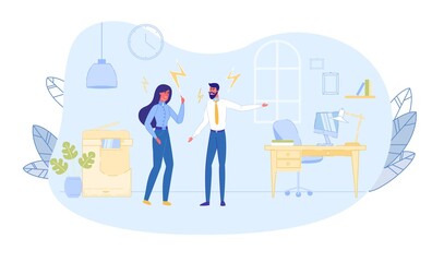 Business Woman and Man Arguing and Having Quarrel