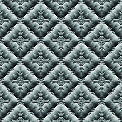 Fototapeta premium Geometric seamless pattern, ornament, abstract black and white metallic effect background, fashion print, vector texture.