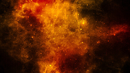Fototapeta na wymiar Abstract cosmic red and yellow background with stars and nebulae