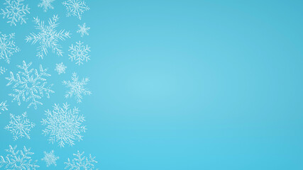 3D Ice Snow Flakes Isolated On Blue Background. Empty Space For Text - 3D Illustration