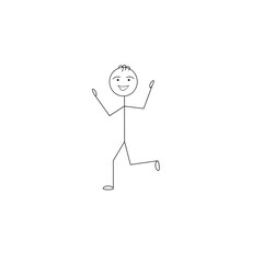 Fototapeta premium hilarious stick man sketch running isolated on white background
