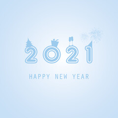 Best Wishes - Abstract Blue Modern Styled New Year Card, Cover or Background Design Template with Numerals - 2021