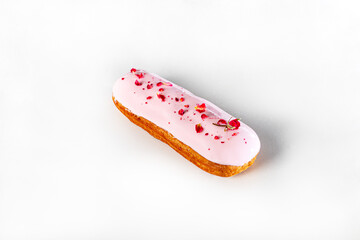 Custard cakes with butter cream on a light background. Home delivery. Festive concept. Quarantine.