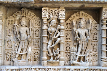 Rani Ki Vav well, Indian architecture, Indian gods, Hinduism, Patan sculptures, Rajasthan