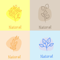 Logo design template, with simple hand drawn plant icons