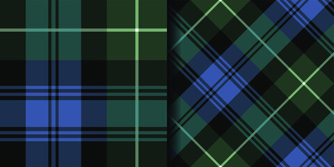 Seamless vector two green plaid patterns . Classic tartan backgrounds. For packaging, fabric, textile, cover etc.