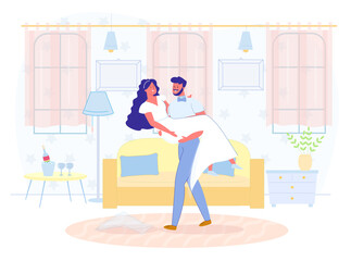 Vector Banner, First Wedding Night New Family.