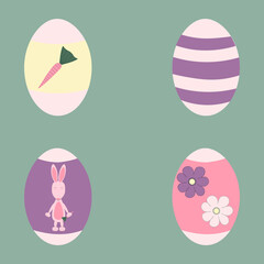 vector illustration with eggs for Easter on a green background