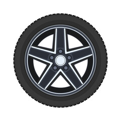 Fototapeta premium Car wheel. Realistic design. Vector illustration on a white background.