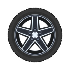 Car wheel. Realistic design. Vector illustration on a white background.