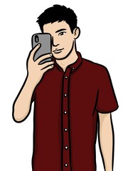 cartoon cute man on white background