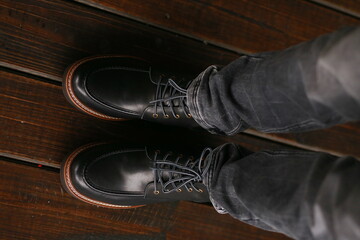 leather shoes on the wooden floor