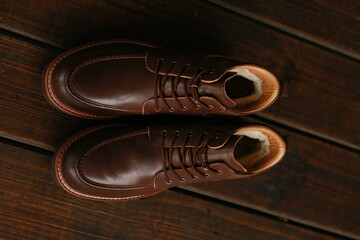 leather shoes on the wooden floor