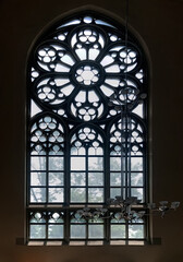 Decorative rosette window of Church of Sts. Olha and Elizabeth, Lviv, Ukraine
