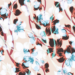 Beautiful seamless floral pattern background.