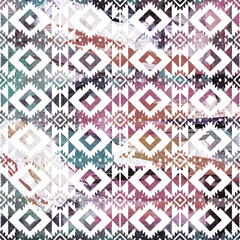 Geometric klim ikat pattern with grunge texture
