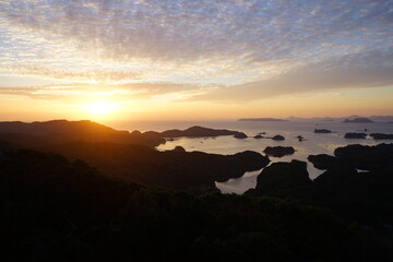 Kujukushima at sunset from Tenkaiho Observatory in Nagasaki, Japan - 九十九島の夕日 展海峰からの眺め 長崎 日本