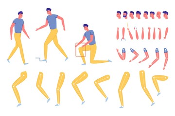 Casual Man Character Constructor for Animation.