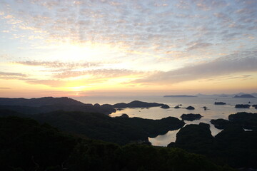 Kujukushima at sunset from Tenkaiho Observatory in Nagasaki, Japan - 九十九島の夕日 展海峰からの眺め 長崎 日本