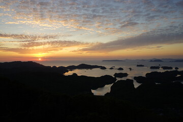Kujukushima at sunset from Tenkaiho Observatory in Nagasaki, Japan - 九十九島の夕日 展海峰からの眺め 長崎 日本