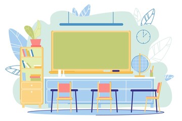 Geography School Classroom Interior with Furniture