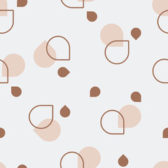 Granola print - healthy food. Geometric seamless pattern with brown and beige nuts on a grey isolated background. Graphic dots, peas, uneven edges. Great for fabric, wallpaper, textile, wrapping. - 401375304